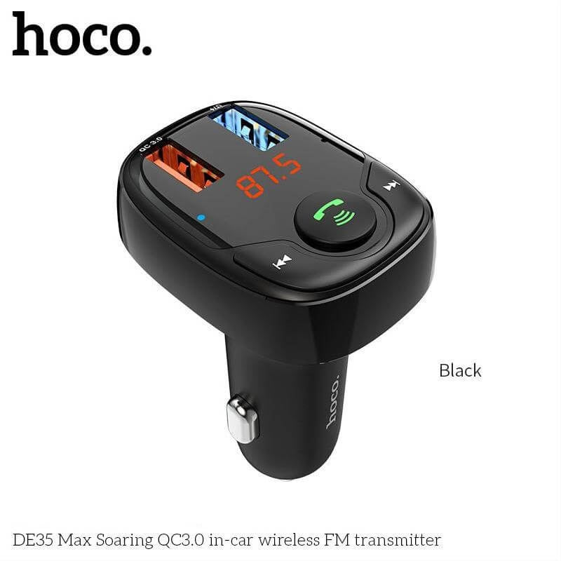 Hoco DE35 Max Dual Port QC3.0 In-Car Wireless FM Transmitter 23W Black