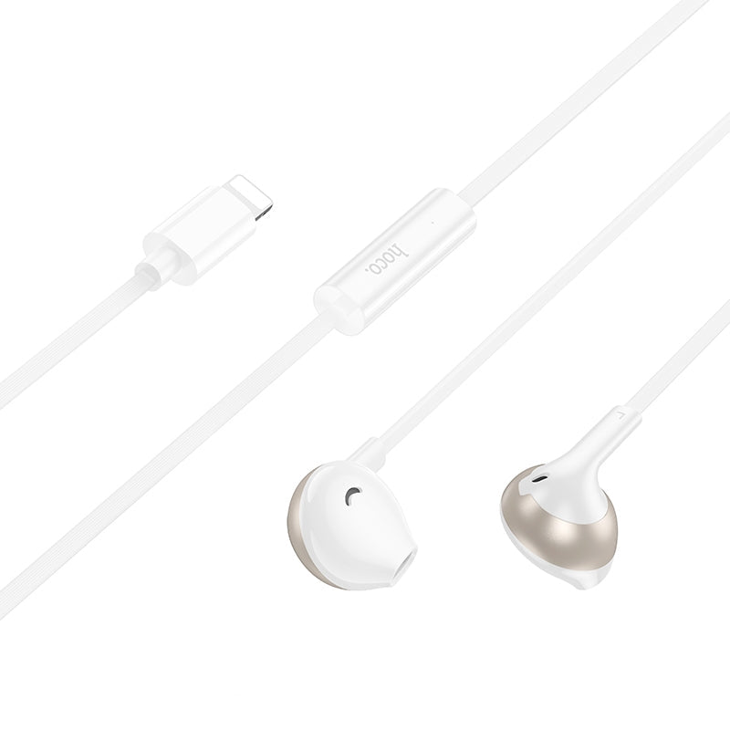 Hoco M115 Sagacious Lightning Earphones With Mic White