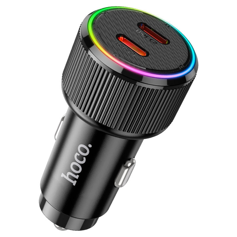 Hoco NZ14B Guerrero Dual Type-C Car Charger (50W) Black-www.firsthelptech.ie