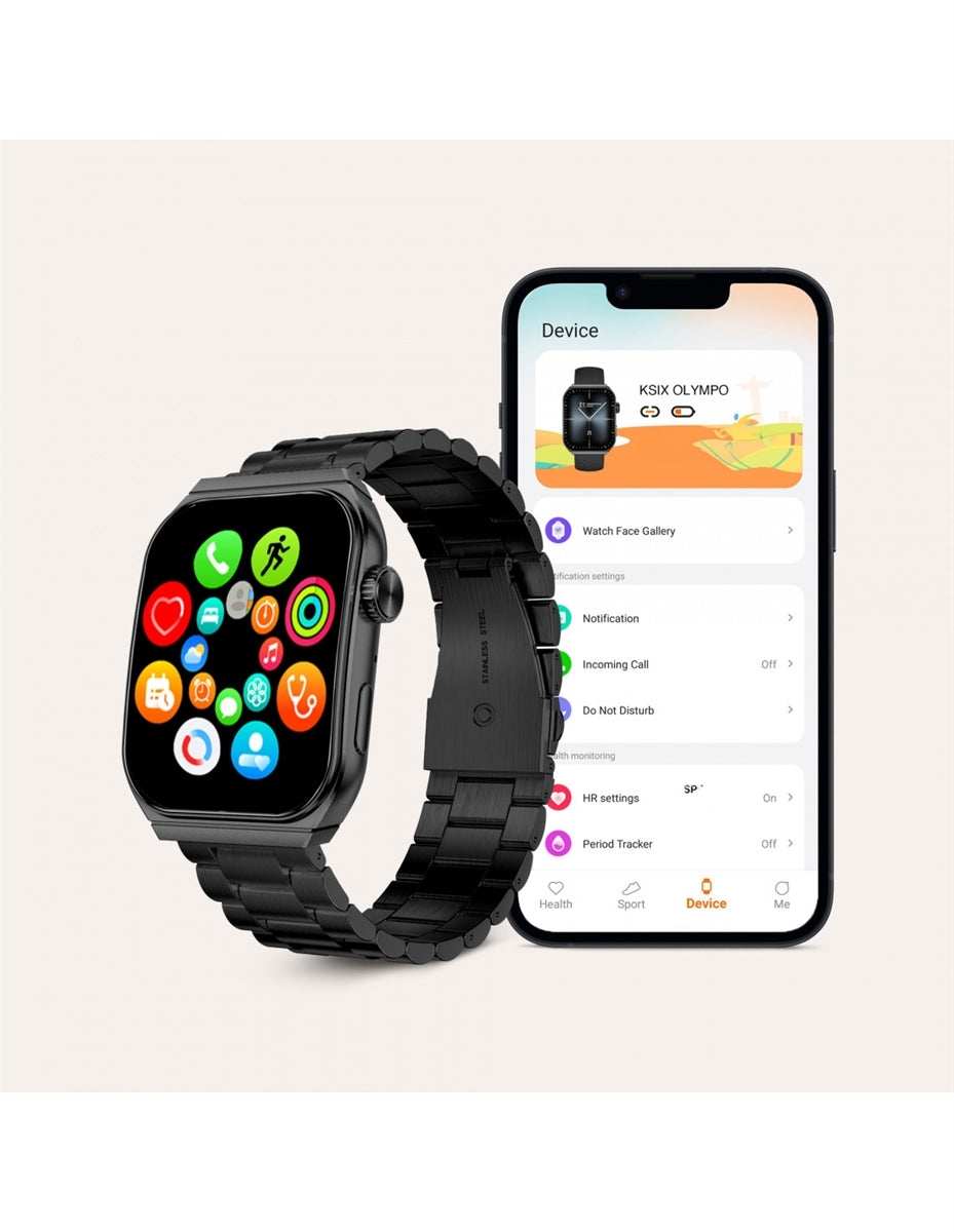Ksix AMOLED Olympo Smart Watch Calling Version Black-www.firsthelptech.ie