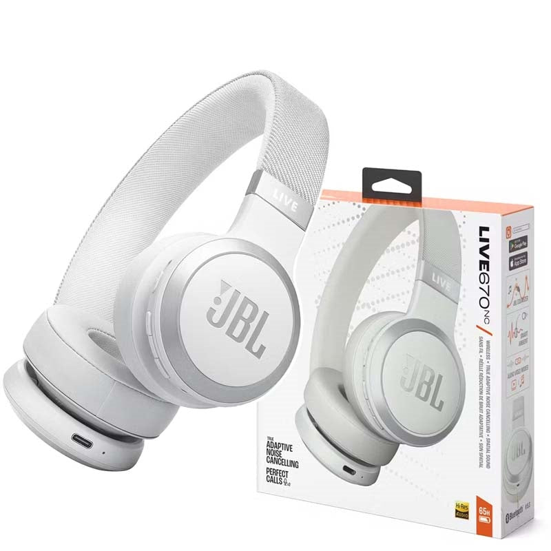 JBL Live 670NC Noise Cancelling Wireless Bluetooth Headphones White