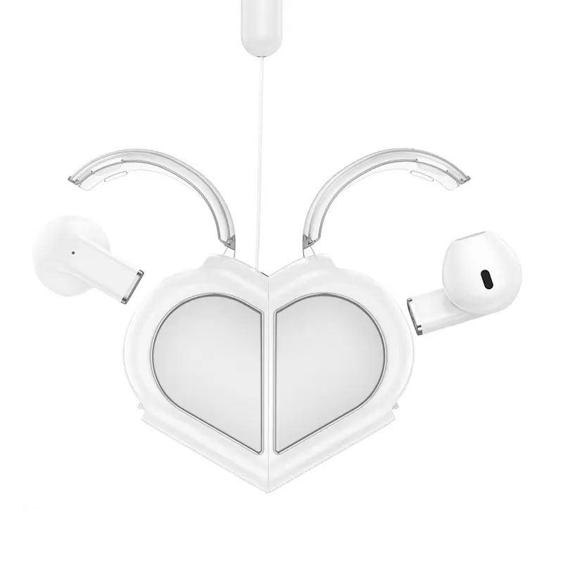 Hoco DES39 Cool Fun Rotating Heart BT Earbuds White-www.firsthelptech.ie