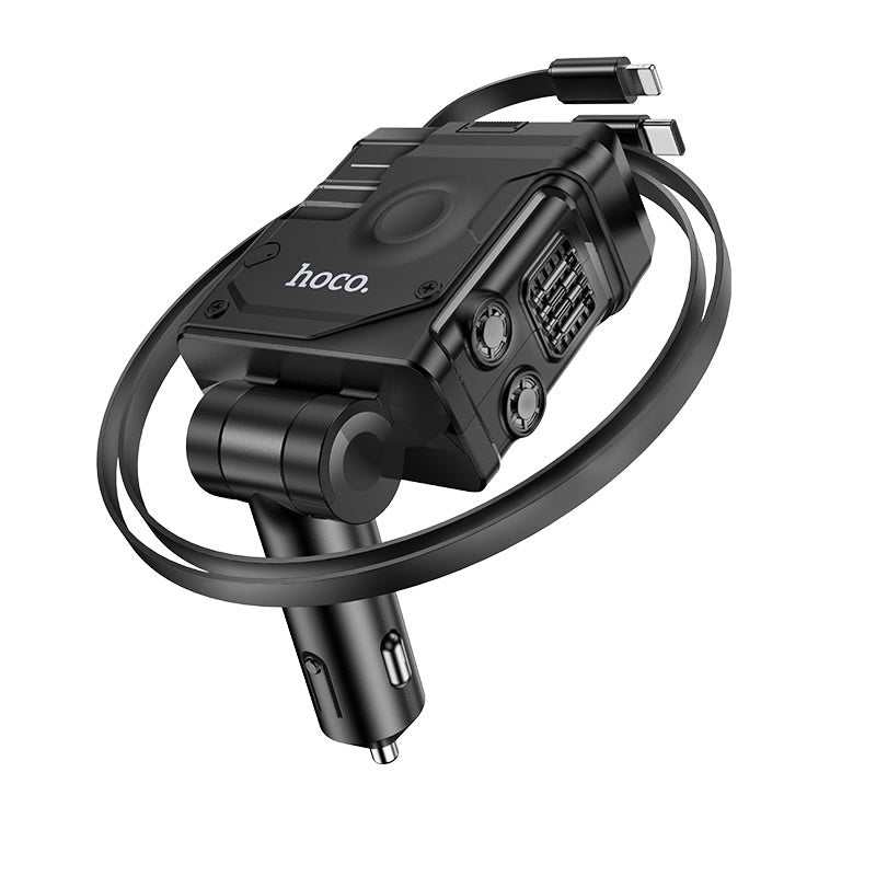 Hoco DZ23 45W Skill (4-in-)1 Built In Cable Car Charger Black