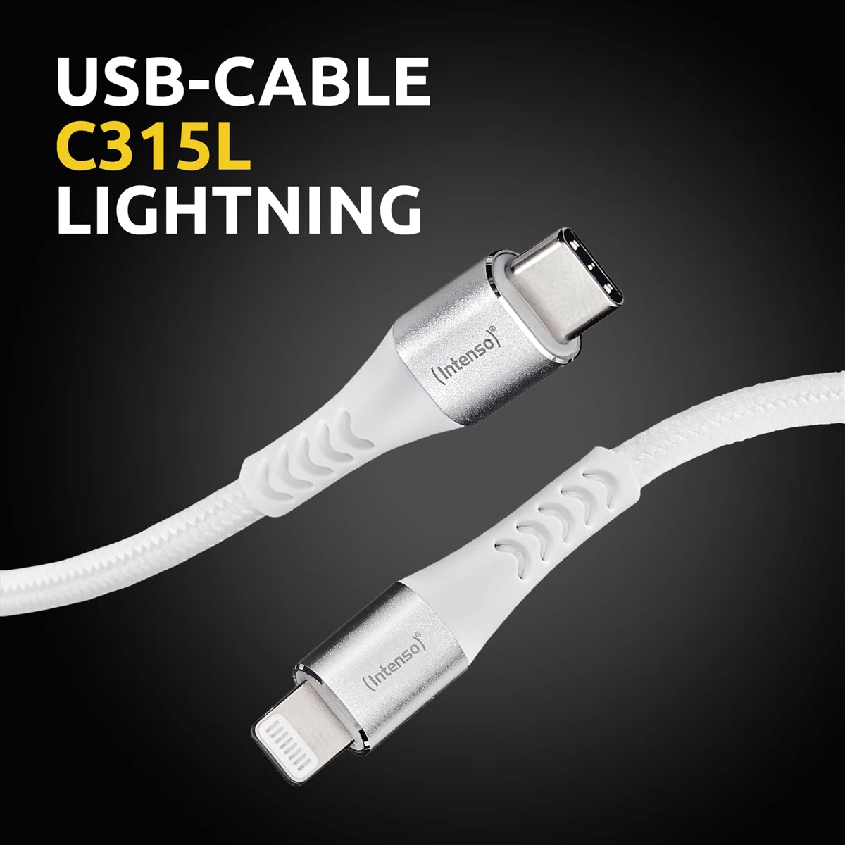 Intenso C315L MFI Certified Nylon Braided PD USB-C To Lightning Cable 1.5m 27W White