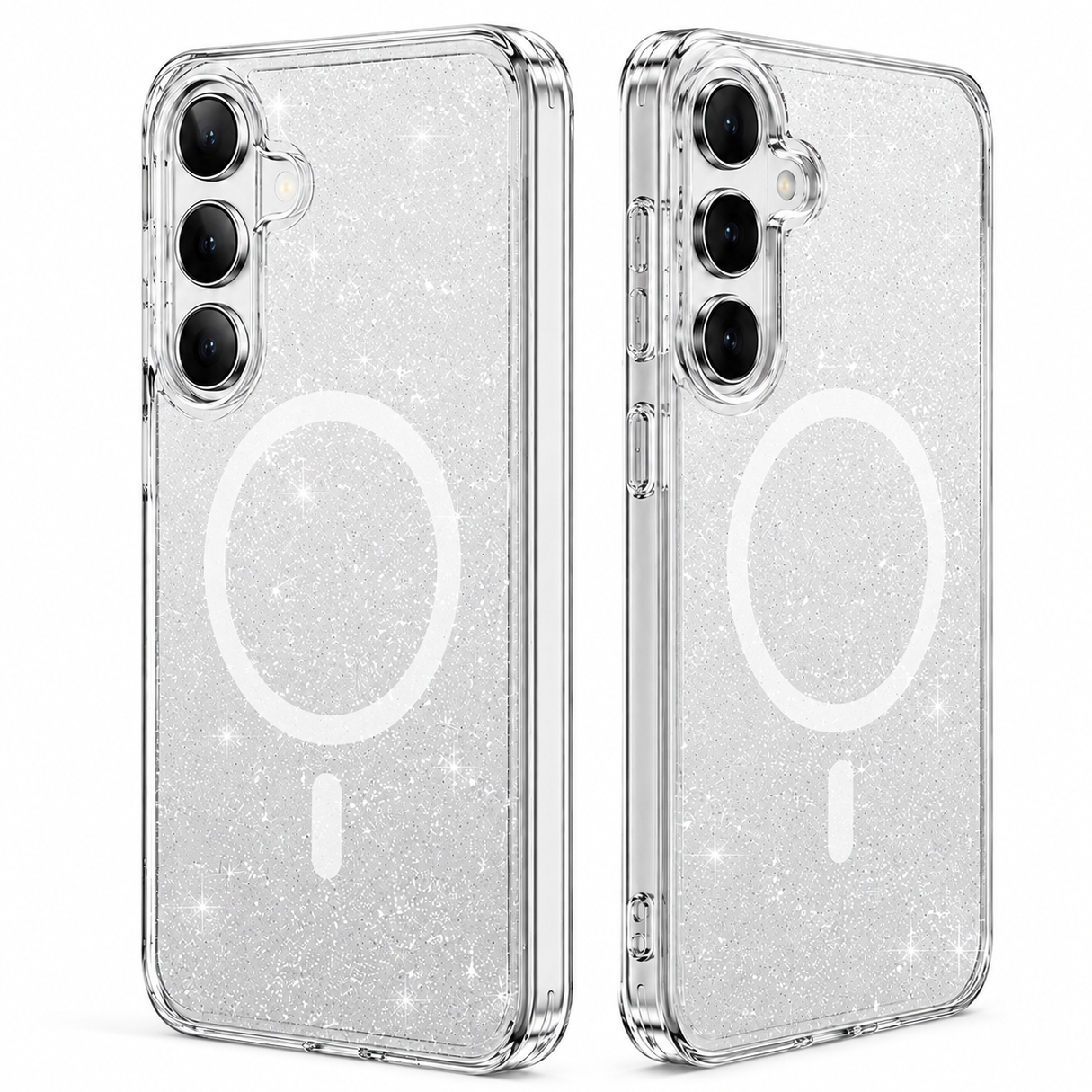 For Samsung Galaxy S26 Magsafe Magnetic Crystal Glitter Clear Case Transparent White