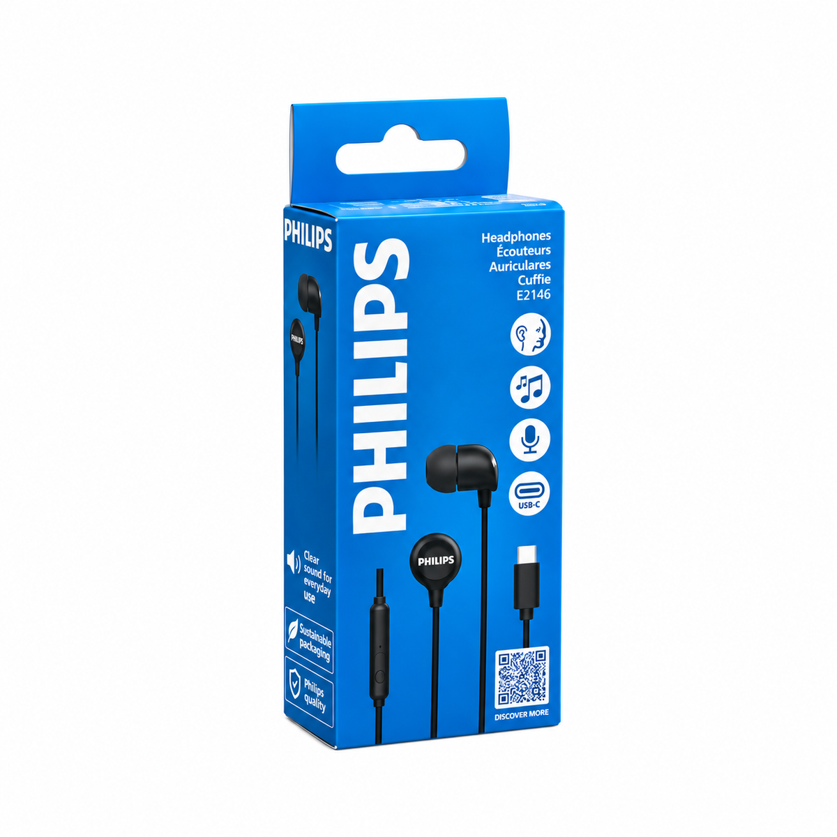 Philips TAE2146BK Rich Bass Type-C Earphones Black