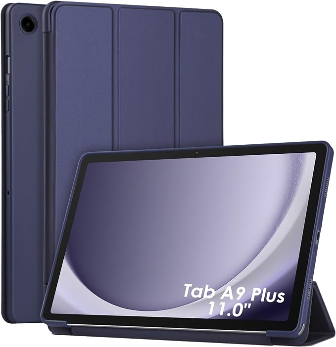 For Samsung Galaxy Tab A9 Plus SM-X210 Ultraslim Tri Fold Wallet Case Navy