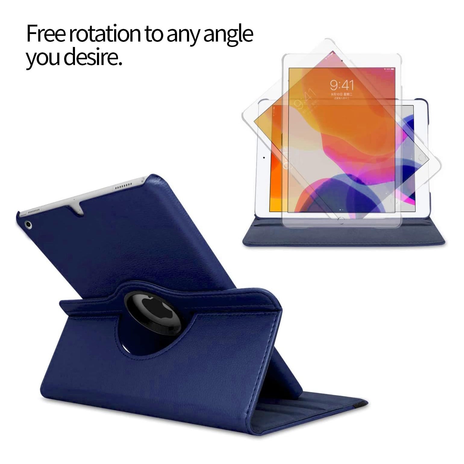 For Apple iPad Air 3 10.5" 2019 Tablet Case 360° Rotating PU Leather Cover - Blue-www.firsthelptech.ie