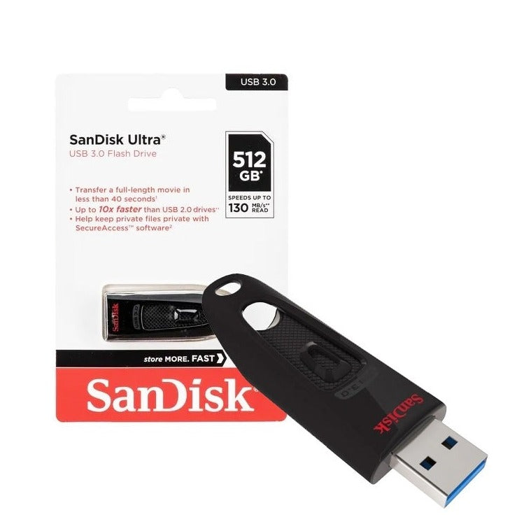 Sandisk Ultra U46 USB 3.0 130/MB/s 512GB Flash Drive Black-www.firsthelptech.ie