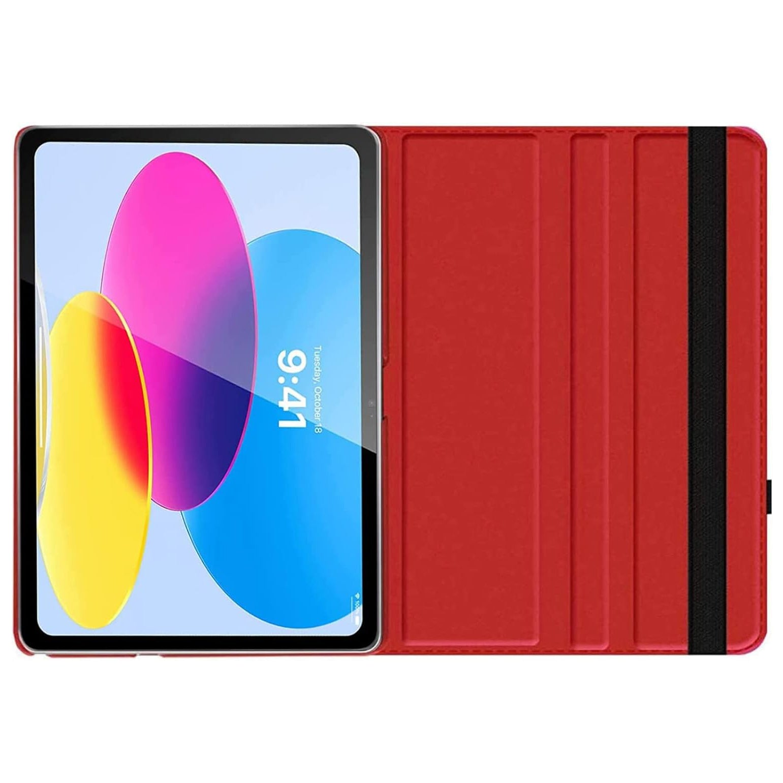 For Apple iPad 2022 10th Gen Tablet Case 360° Rotating PU Leather Cover - Red
