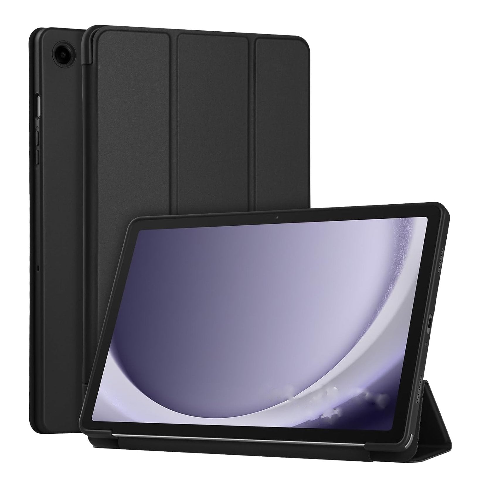 For Samsung Galaxy Tab A8 10.5 SM-X200 (2021) Ultraslim Tri Fold Pen Slot Wallet Case - Black