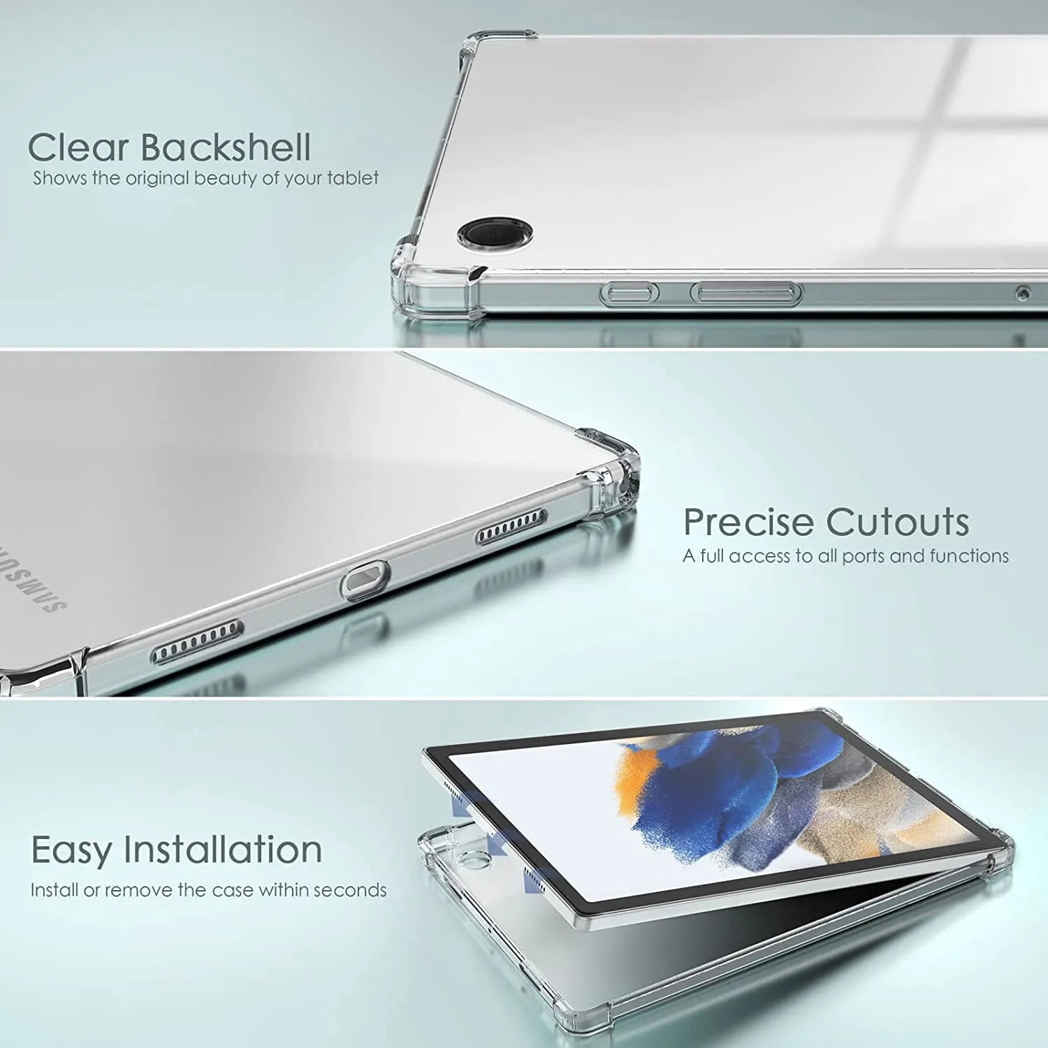 Clear Soft TPU Cover For Samsung Galaxy Tab A8 10.5 2021 ShockProof Bumper Case