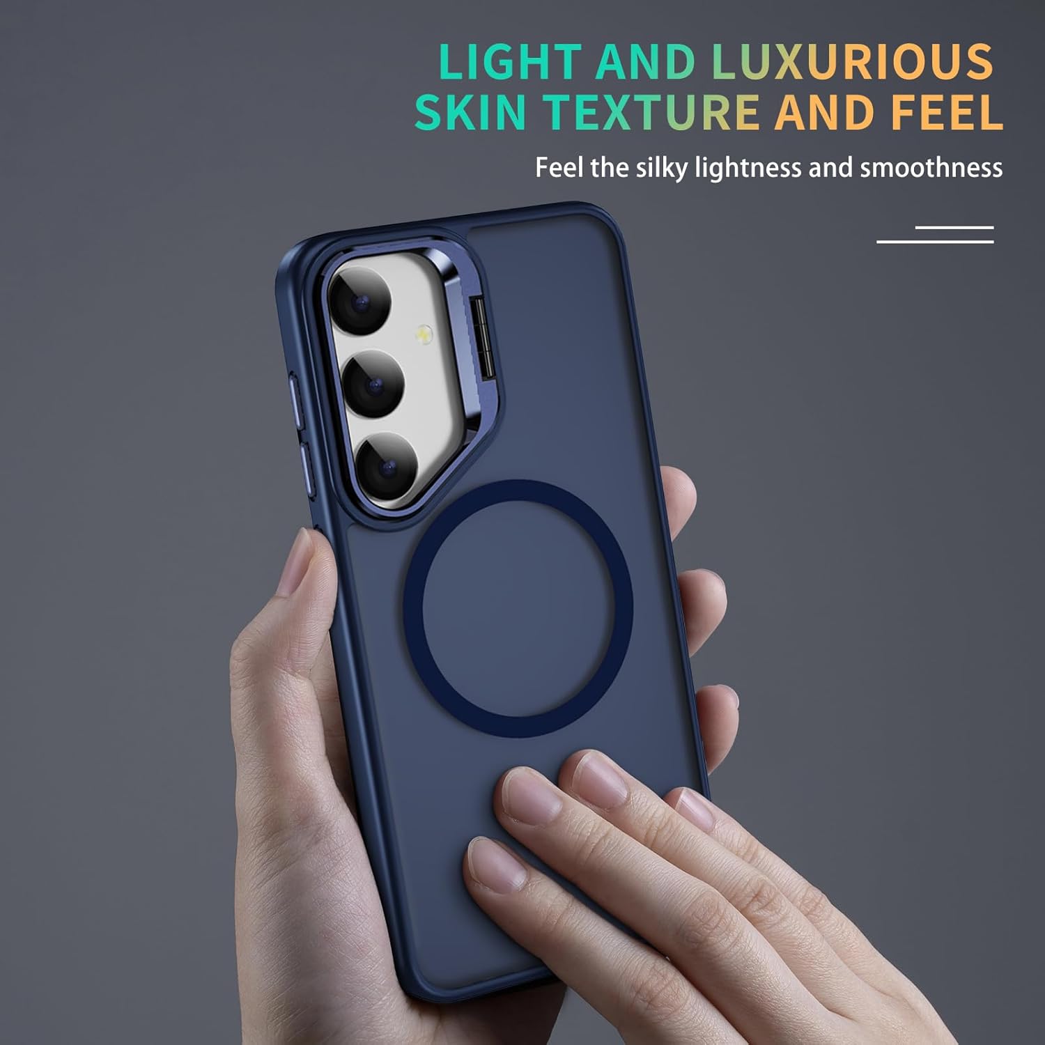 For Samsung Galaxy S24 / S25 Skin-Feel Camera Holder Magsafe Case Blue