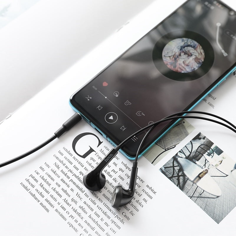 Hoco M73 Joan Universal Lightweight TPE Elastic Cable Earphone 3.5mm Black