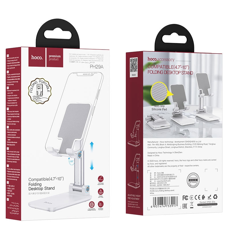 Hoco PH29A Matey Folding Desktop Tablet/Phone Holder White-www.firsthelptech.ie