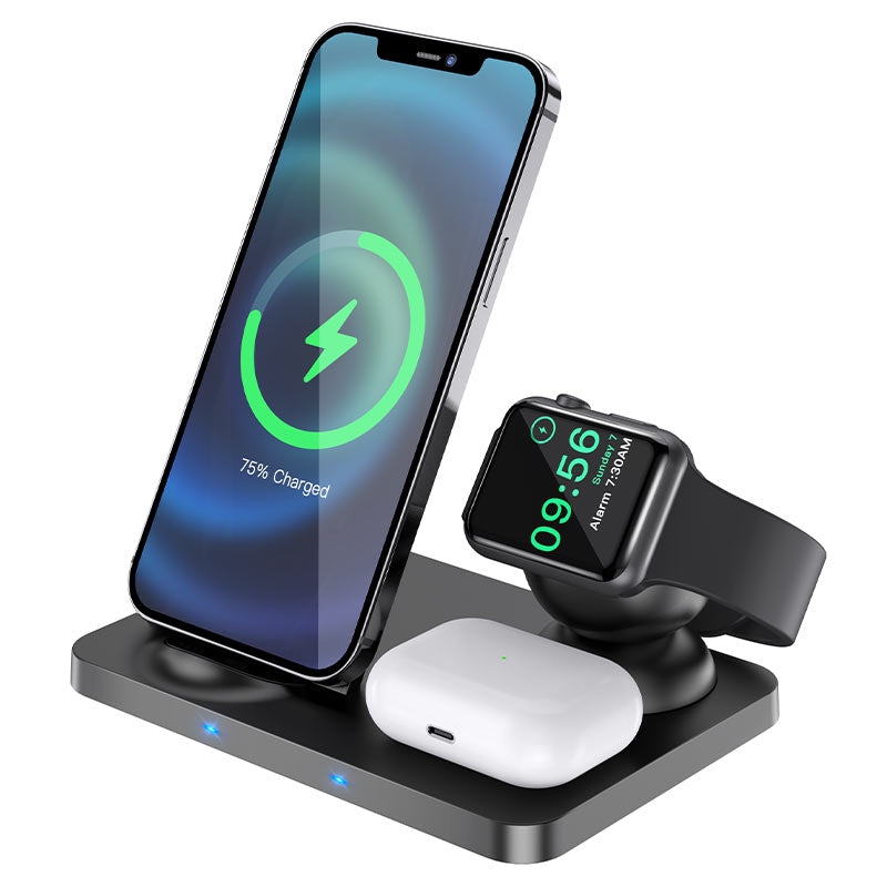 Hoco CW33 Ultra-Charge 3-in-1 Vertical Wireless Fast Charger Black