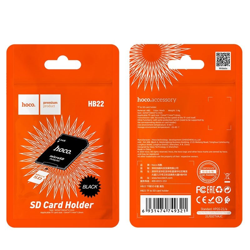 Hoco HB22 Micro SD Card Holder Black