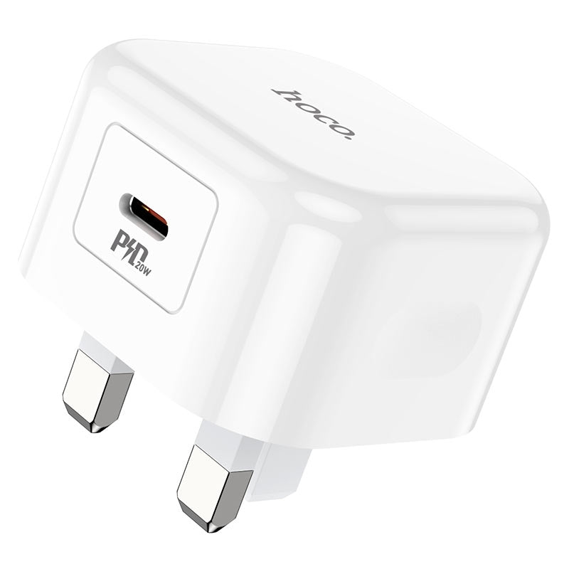 Hoco C91B Type-C 20W PD Power Adapter White-www.firsthelptech.ie