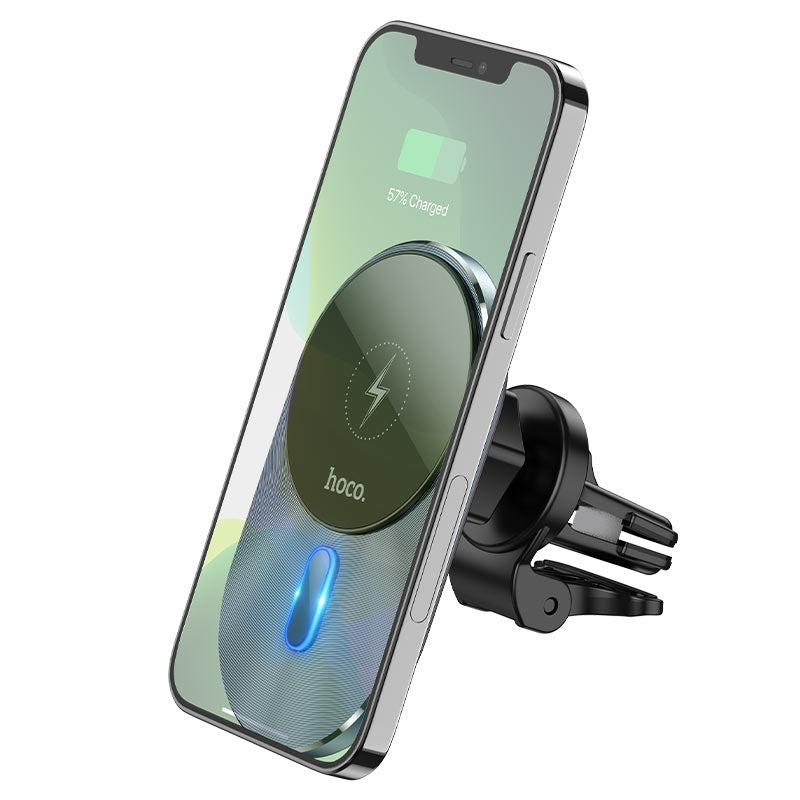 Hoco CA91 Magic Magnetic Car-Vent 15W Wireless Charger Grey