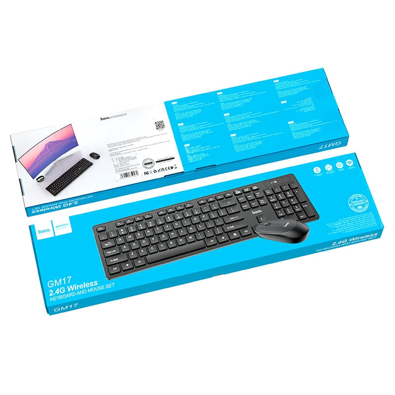 Hoco GM17 Professional Wireless Keyboard And Mouse Set Black English Version