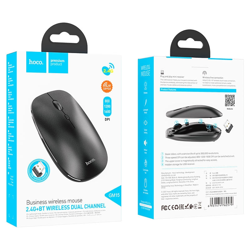 Hoco GM15 Dual Mode Bluetooth / 2.4G Business Wireless Mouse Black