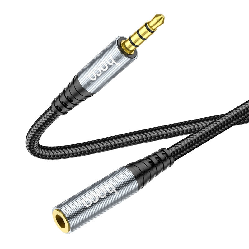 Hoco UPA20 Nylon Braid 3.5mm Audio Extension Cable 1M Metal Gray-www.firsthelptech.ie