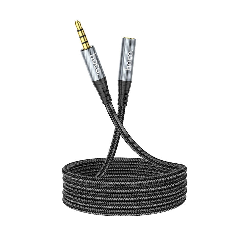 Hoco UPA20 Nylon Braid 3.5mm Audio Extension Cable 1M Metal Gray-www.firsthelptech.ie