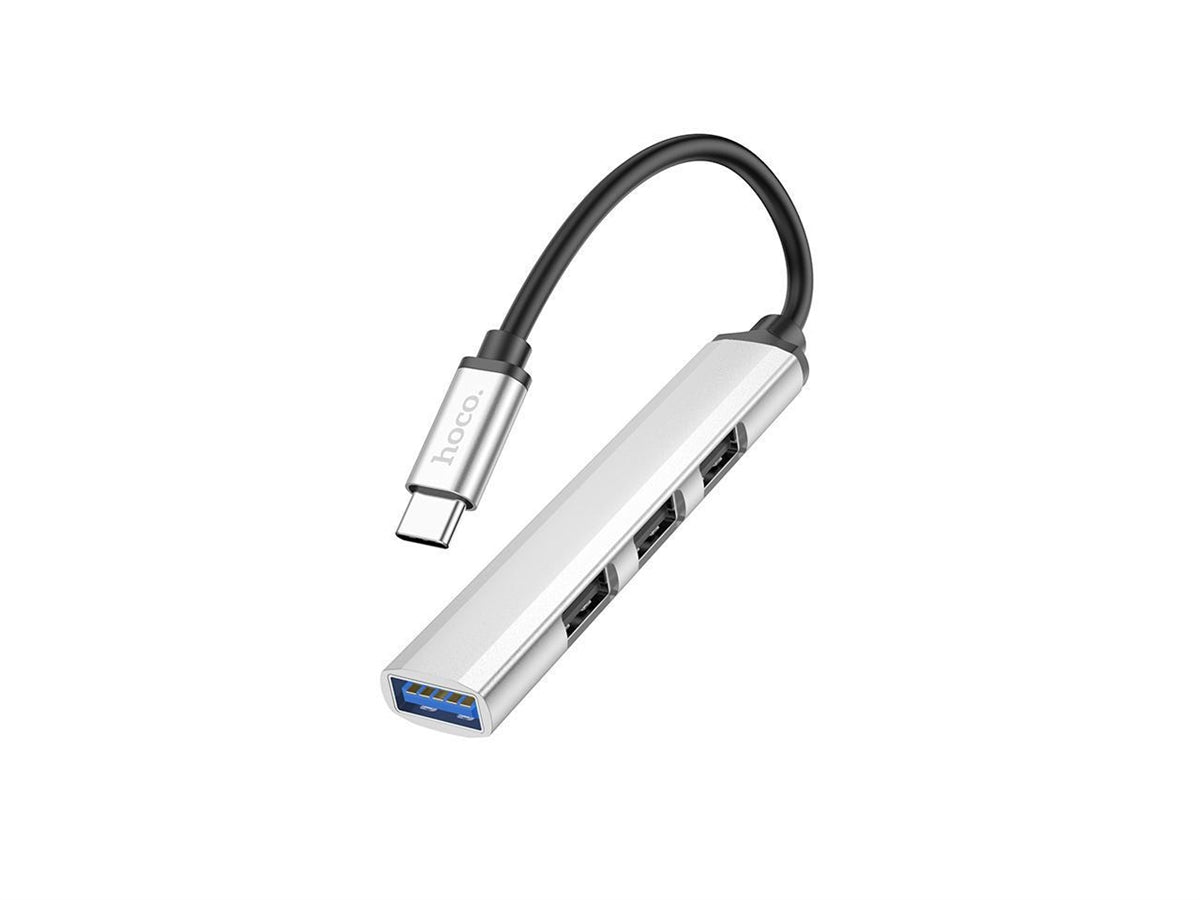 Hoco HB26 Aluminum Alloy 4 in 1 Type-C to USB3.0+ USB2.0*3 Adaptor Tarnish