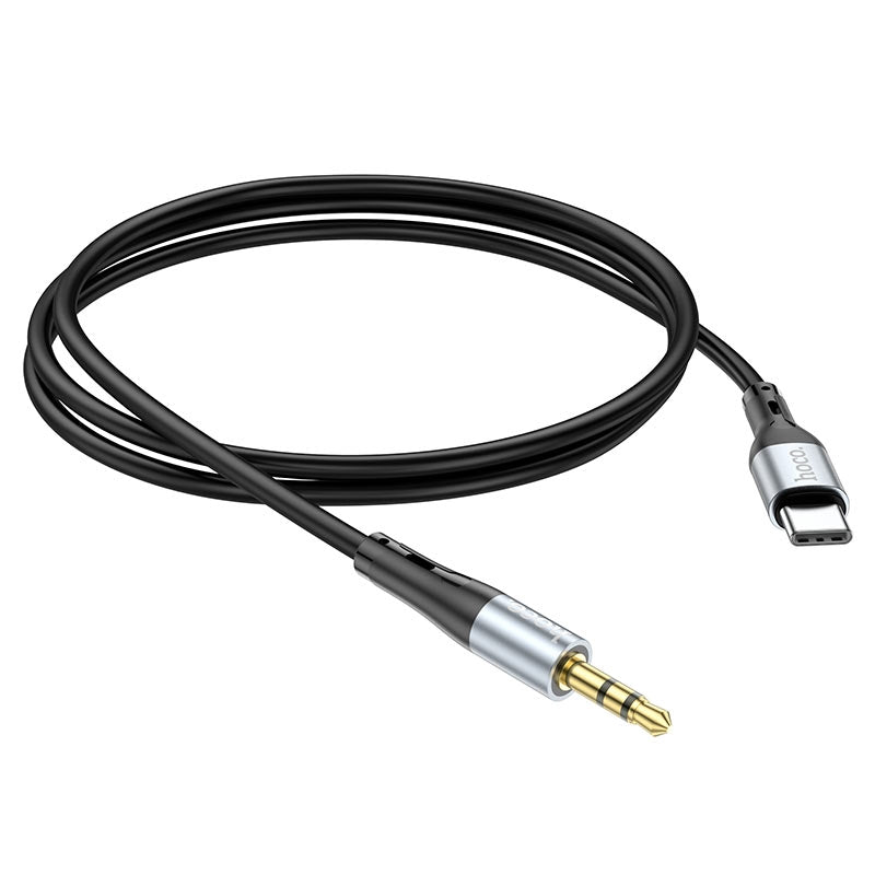 Hoco UPA22 Silicone Braid 3.5mm to Type-C Male Audio Conversion Cable Black-www.firsthelptech.ie