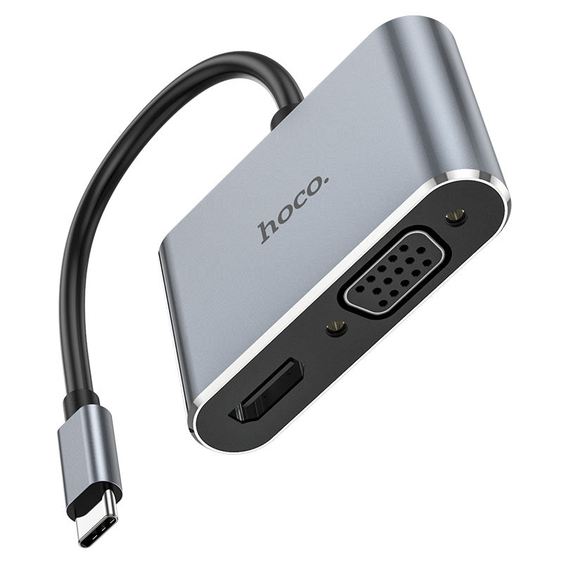 Hoco HB30 Multy Purpose 4K Type-C to HDMI + VGA + USB3.0 + PD Converter-www.firsthelptech.ie