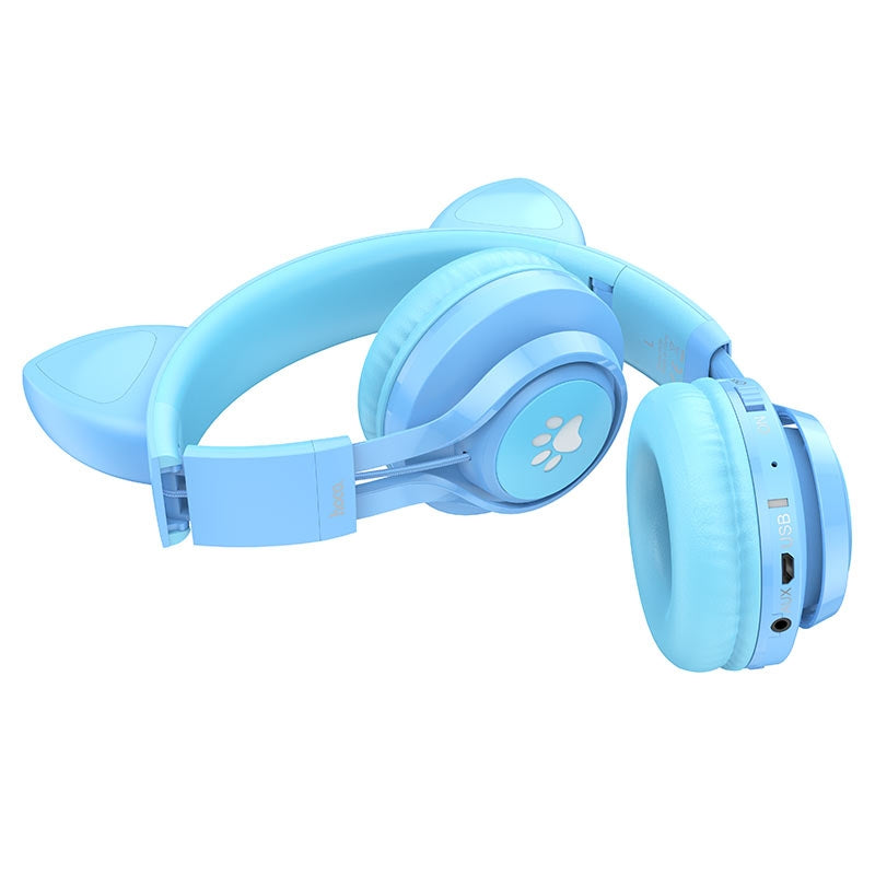 Hoco W39 Kids Cat Ear 85dB Sound Limit Bluetooth Earphone Blue