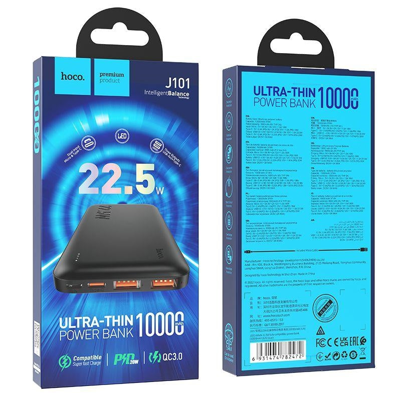 Hoco J101 Ultra Thin 22.5W Full Compatible Power Bank 10000 mAh Black