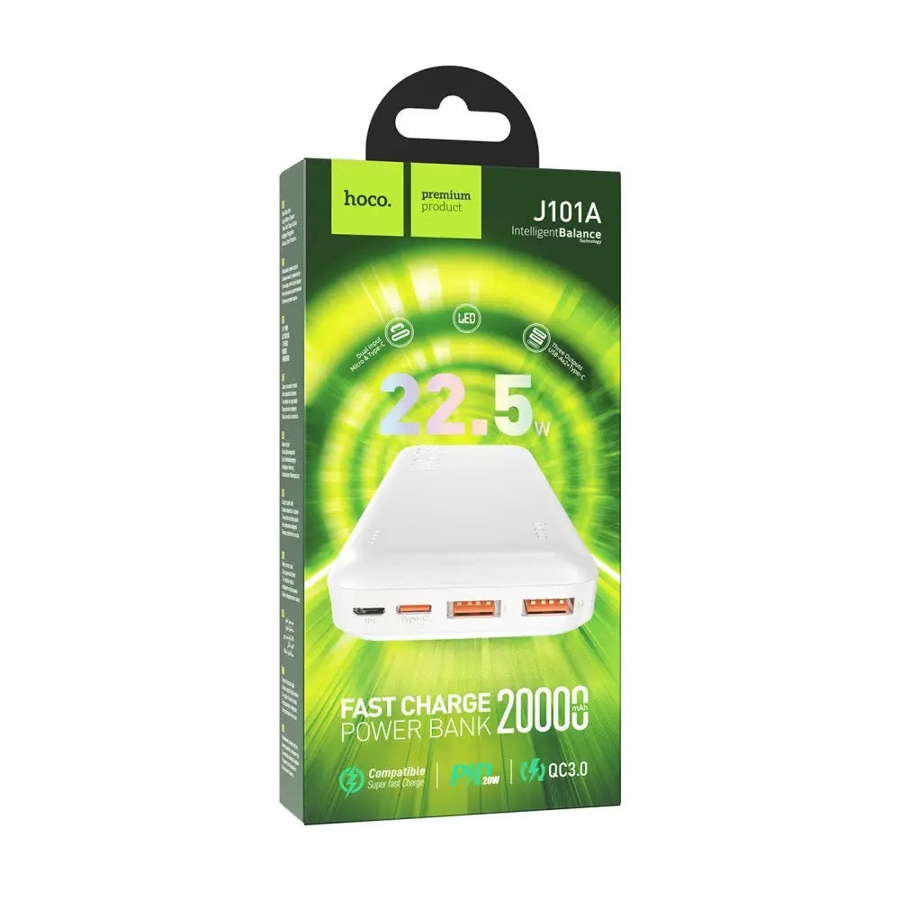 Hoco J101A Astute 22.5W Full Compatible Power Bank 20000 mAh White-www.firsthelptech.ie