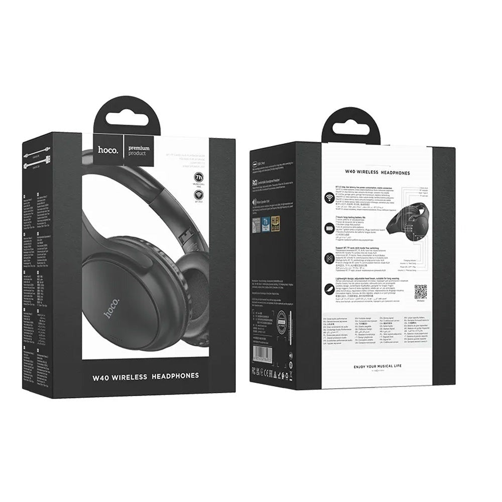 Hoco W40 Foldable Built in MP3 BT V5.3 Headphone Black