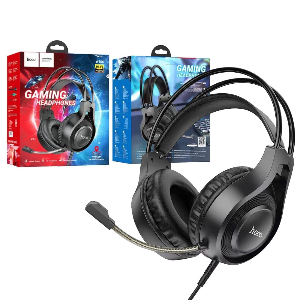 Hoco W106 Tiger Pro Gaming Wired Headset Black