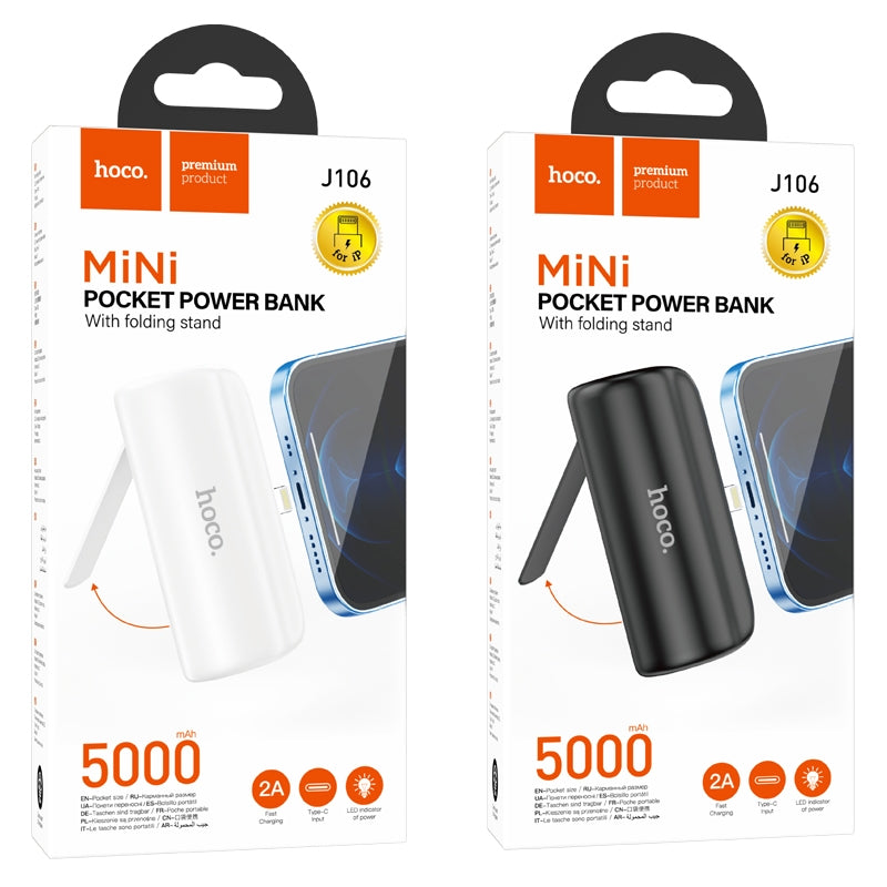 Hoco J106 Pocket Capsule Power Bank with Stand iP 5000mAh Black