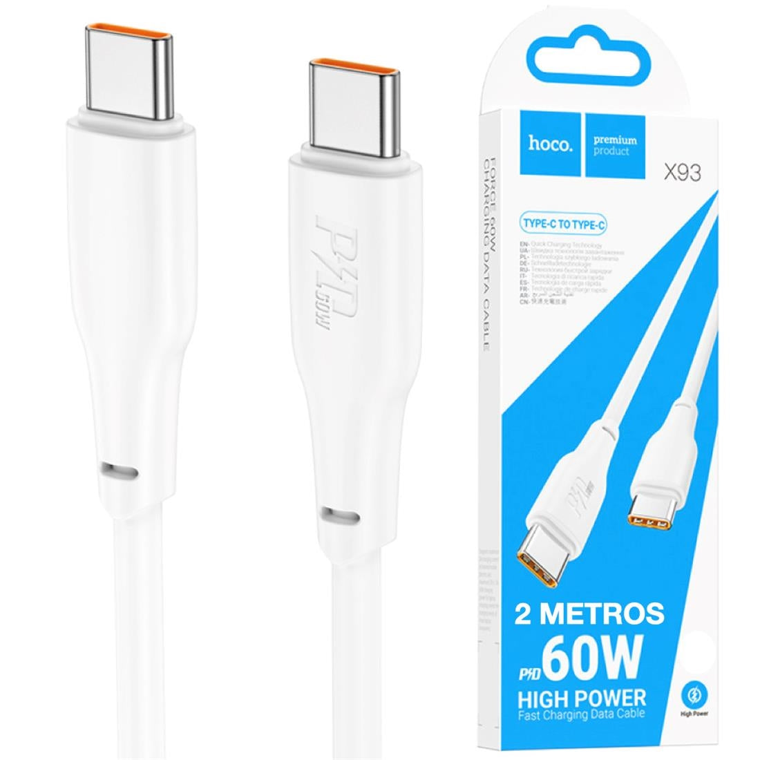Hoco X93 Force Type-C to C 60W Charging Cable 2M White