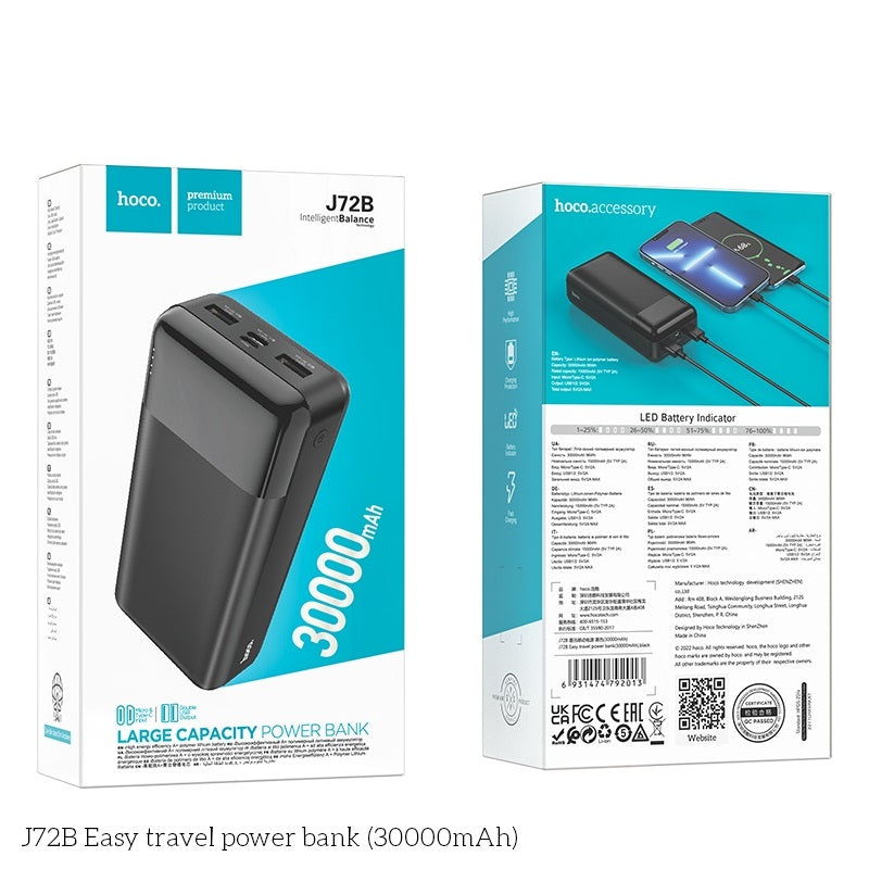 Hoco J72B Easy Travel PD Type-C 111W Power Bank 30000 mAh Black