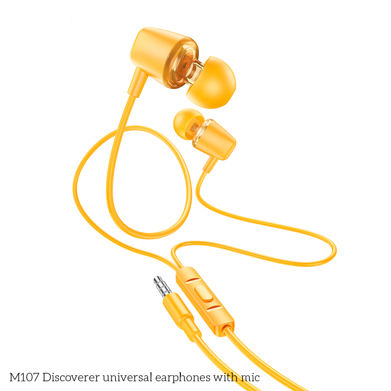 Hoco M107 Discoverer Transparent Edition Universal Earphones Yellow