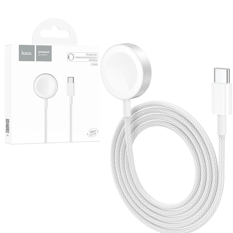 Hoco CW46 Magsafe Magnetic Braided iWatch Charger White