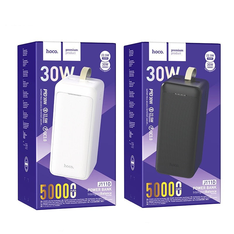 Hoco J111D Smart Charge Dual Out Power Bank PD30W 50000mAh Black