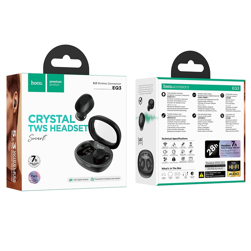 Hoco EQ3 Pro Buds Transparent 20H Play Earphone Black