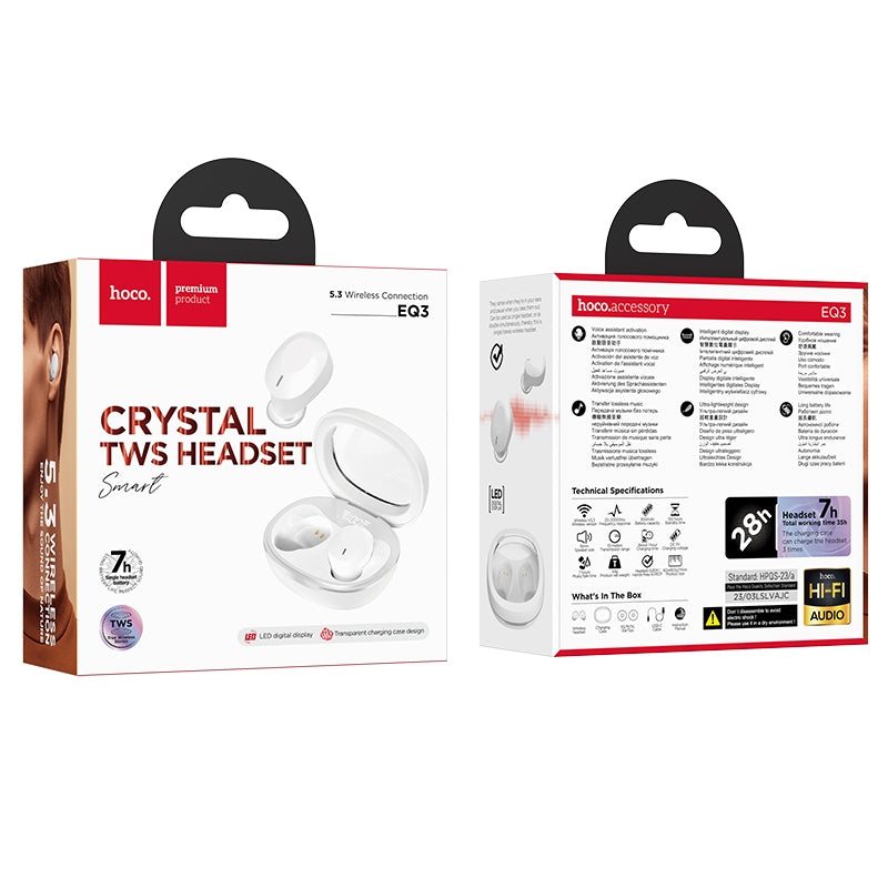 Hoco EQ3 Pro Buds Transparent 20H Play Earphone White
