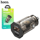 Hoco DZ16 Apex Dual-Port (Type-C+USB) PD30W+QC3.0 Car Charger Transparent Black