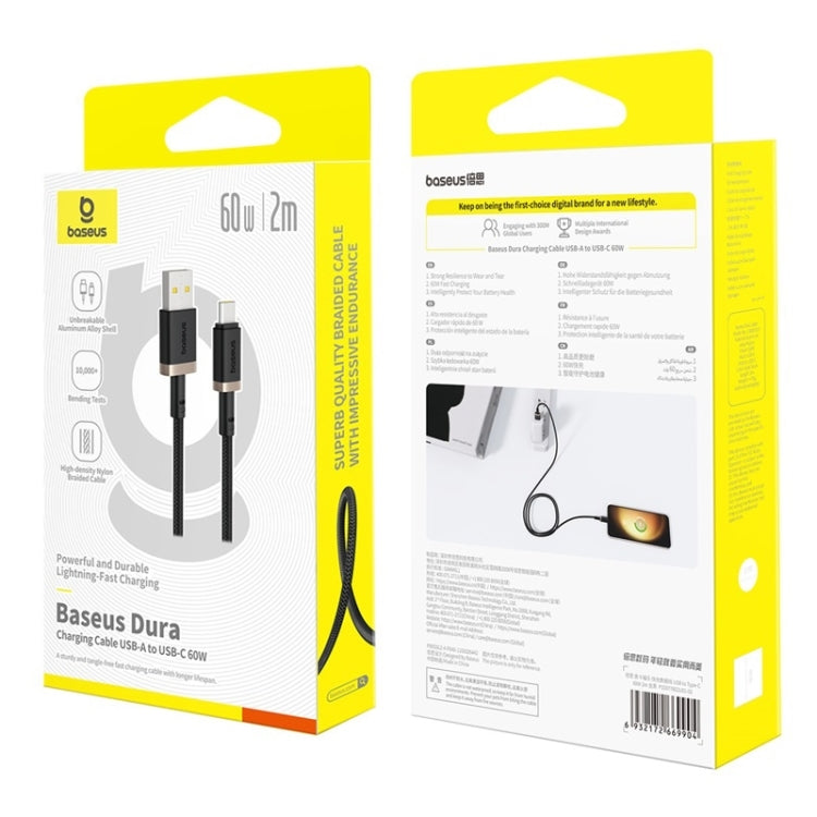 Baseus Dura Series Fast Charging Cable USB To Type-C 60W 2m Gold & Black