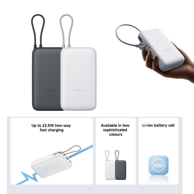 Xiaomi Integrated Type-C Cable Compact 22.5W Fast Charging Powerbank 20000mAh Dark Grey