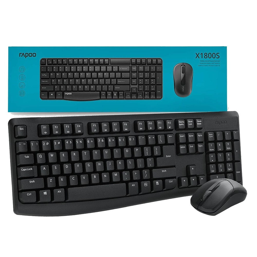 Rapoo X1800Pro 2.4GHz Office Wireless Keyboard & Mouse Set Black