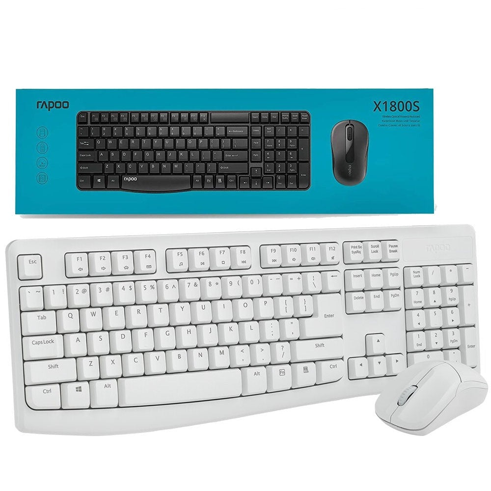 Rapoo X1800 Pro 2.4GHz Office Wireless Keyboard & Mouse Set White-www.firsthelptech.ie