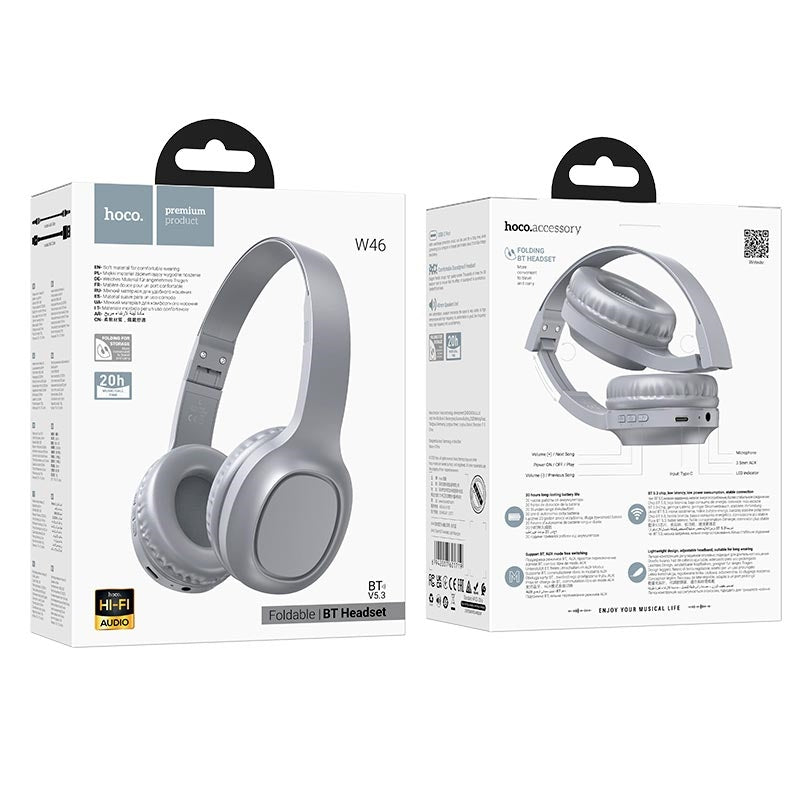 Hoco W46 Charm Over The Ear Bluetooth Headset Light Blue Grey