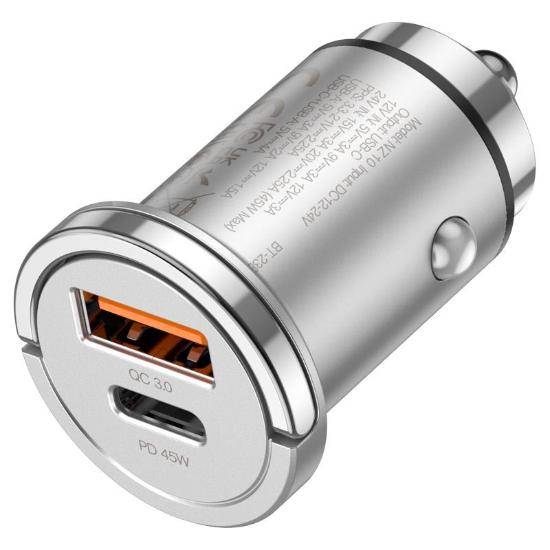 Hoco NZ10 Handy PD45W / QC3.0 Car Charger Silver
